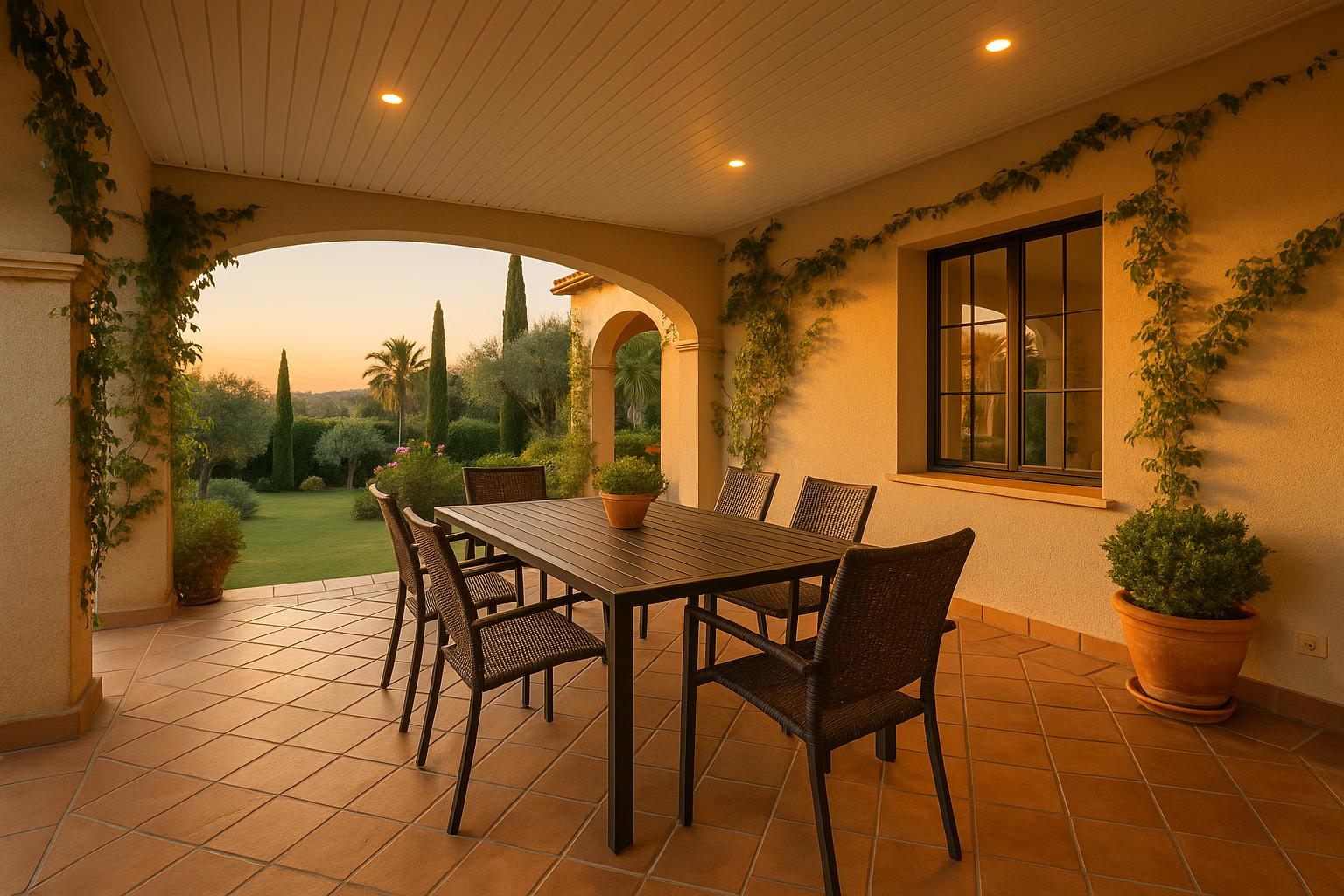 Cocina moderna con techo de lamas PVC imitación madera de roble